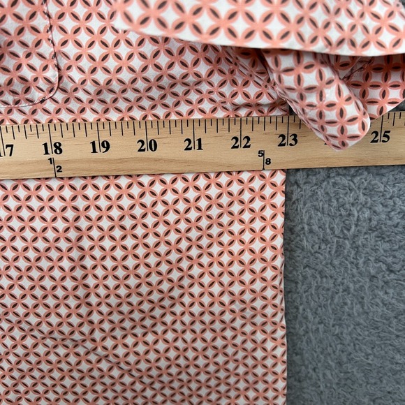 Nat Nast Shirt Men Medium Orange Geometric American Fit Silk Short Sleeve Preppy - Picture 4 of 11